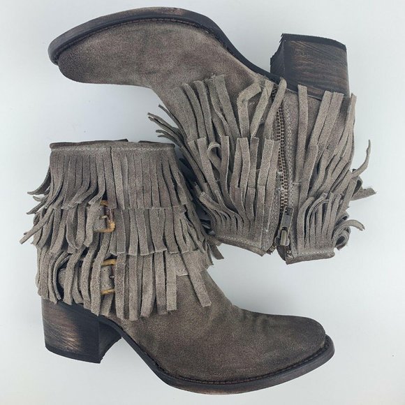 Freebird Belle Boots 7 Taupe Brown Leather Suede - Picture 4 of 12